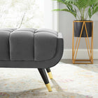 Modway Adept 60" Performance Velvet Bench - Grey-Splayed Black Birchwood Frame