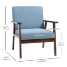 HOMCOM Modern Accent Chair with Cushioned Seat - Wood Legs for Bedroom - Blue-Rubberwood armrests and legs ensure reliable strength when in use
