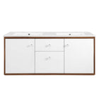Modway Transmit 48" Wall-Mount Bathroom Vanity - Walnut/White-Mid-Century Modern Vanity