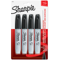 Sharpie Permanent Markers - Chisel Tip - Black - 4 Pack-Versatile chisel tip allows for two distinctive lines: broad and fine