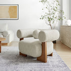 Modway Jace Boucle Accent Chair - Pearl-Ash Wood Legs