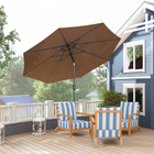 Outsunny Round Market Patio Umbrella - 10' x 8' - Coffee-Used as a stand alone or in conjunction with patio furniture with the hole