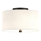 Hudson&Canal Ellis 12" Flush Mount with Fabric Shade - Matte Black/White-Paired with a white drum fabric shade