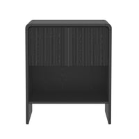 Manhattan Comfort Novara 22" Contemporary 1-Drawer Nightstand - Black-Wood Grain Laminate Finish: Warm, natural wood look with a durable, easy-to-clean surface