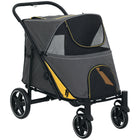 PawHut One-Click Foldable Pet Stroller with Shock Absorber - Dark Grey-Solid construction with steel frame and Oxford cloth 