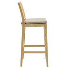 Modway Ovard Wood and Rattan Bar Stool - Natural-Fabric Upholstery