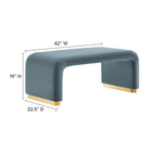 Modway Koda Performance Velvet Waterfall Ottoman - Brass/Cadet Blue-Waterfall Design