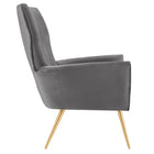 Modway Renata Button Tufted Performance Velvet Armchair - Grey-Dense Foam Padding