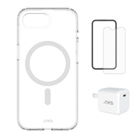 AXS Starter Kit - Ultra Clear MagSafe Case, Screen Protector & 30W Charger for iPhone 17e / 16e-Drop-tested, scratch resistant phone case with shock absorbing air pockets  