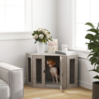 PawHut 41" Corner Dog Crate Furniture with Cushion - Grey-Large tabletop for various items 