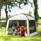Outsunny 10' L x 10' W Screen Tent with Carry Bag & Ground Stakes, Easy Setup, Fits 6-8 People - White-PU-coated polyester canopy provides UV50+ sun protection