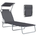 Outsunny Outdoor Lounge Chair - for Beach - Camping - Hiking - Backyard - Grey-Suitable for outdoor park, garden, patio, poolside, conservatory, beach and more