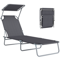 Outsunny Outdoor Lounge Chair - for Beach - Camping - Hiking - Backyard - Grey-Suitable for outdoor park, garden, patio, poolside, conservatory, beach and more