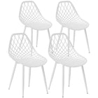 HOMCOM Plastic Dining Chairs with Hollow Back for Kitchen - White - Set of 4-The hollow backrest keeps you cool and comfortable