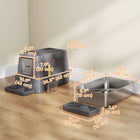 PawHut 80L Stainless Steel Cat Litter Box - Dark Grey-3 use ways: fully enclosed, semi-enclosed, or fully open 