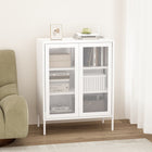 Manhattan Comfort Amelia 31.5" Modern Accent Cabinet - White-2 Metal Mesh Standard Doors with Long Rounded Metal Handles