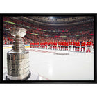 Chicago Blackhawks Stanley Cup in Foreground - Framed Canvas - 31" x 22"-Premium canvas print with gallery-wrapped edges