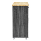 Modway Culinary Kitchen Cart With Towel Bar - Charcoal Natural-Full-Glide Drawers
