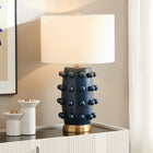 Hudson&Canal Farrington 26" Tall Ceramic Table Lamp with Fabric Shade - Matte Navy/White-Clean with a soft, dry cloth and no harsh chemicals or abrasive cleaning materials
