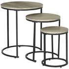HOMCOM Nesting Tables- Grey - Set of 3-With a black steel frame and wood grain tabletop, this modern end table set is easily fit any decor 