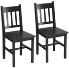 HOMCOM Kitchen Chairs with Pine Slat Back Wood Frame - Black - 2 Pack-Set of two for a matching look in the home and dining areas