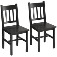 HOMCOM Kitchen Chairs with Pine Slat Back Wood Frame - Black - 2 Pack-Set of two for a matching look in the home and dining areas