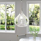 Hudson&Canal Ida 9.5" Wide Pendant with Glass Shade - Polished Nickel/Clear-Clean with a soft, dry cloth and no harsh chemicals or abrasive cleaning materials