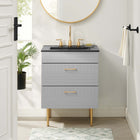 Modway Daybreak 24" Bathroom Vanity - Light Grey/Black-BATHROOM STORAGE - Organize bathroom essentials and keep counter space clean with this vanity. With a special design to accommodate for plumbing, the spacious bottom drawers offers ample storage space