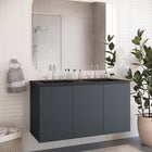 Modway Bryn 48" Wall-Mount Double Sink Bathroom Vanity - Grey/Black-Melamine and Particleboard Construction