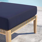 Modway Clearwater Outdoor Patio Teak Wood Ottoman - Grey/Navy-Woven Rope Webbing