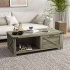 HOMCOM Farmhouse Coffee Table with Drawer and Storage Shelf for Living Room - Grey-Farmhouse decor fits the living room, office, dorm, reception using