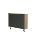Nexera Slim 2-Door Storage Accent Cabinet - Floating And Wall Mount Bar - Nutmeg & Charcoal Grey-5