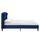 Modway Penelope Tufted Wingback Performance Velvet Queen Platform Bed - Navy-Black Plastic Legs