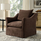 Modway Somerset Linen Blend Slipcovered Armchair - Cocoa-Curved Sloped Arm Design