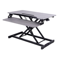 Rocelco Sit To Stand Hi-Lift Adjustable Height Desk Riser With Quick Release Keyboard Tray - Grey-Hi-lift adjustable desk riser