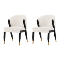 Manhattan Comfort Ola 21.46" Modern Chenille Upholstered Dining Chair - Cream - Set of 2-Modern Dining Chair for Dining Room and Task Chair Usage