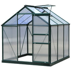 Outsunny Polycarbonate Greenhouse - 6' x 6' x 6.6' - Green- A polycarbonate greenhouse for outside plant protection
 