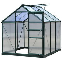 Outsunny Polycarbonate Greenhouse - 6' x 6' x 6.6' - Green- A polycarbonate greenhouse for outside plant protection
 