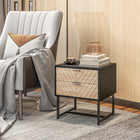 HOMCOM Modern Bedside Table with 2 Drawers and Metal Base - Black-Constructed of particleboard and solid steel legs make, it is reliable for daily use