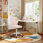 Homy Casa Colorful Fabric Teen Task Chair - Rose-360-Degree Swivel: Enjoy full mobility with the chair’s smooth 360-degree swivel function, perfect for multitasking