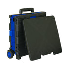 BAZIC Products Folding Cart on Wheels with Lid Cover - 16" x 18" x 15" - Black/Blue-Durable tires