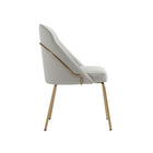 Manhattan Comfort Gracie 24.2" Modern Leatherette Upholstered Dining Chair - Stone and Gold-Seat Height: 19.5 in