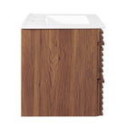 Modway Render 24" Wall-Mount Bathroom Vanity - Walnut/White-Full-Extension Drawers