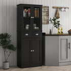 HOMCOM 61" H Kitchen Pantry Cabinet with Shelves and Soft-Close Doors - Black-Features soft-closing hinges, allowing the cabinet door to close smoothly before fully closing 