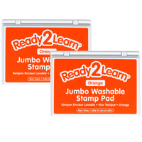Ready 2 Learn Jumbo Washable Stamp Pad - Orange - 6.2" L x 4.1" W - 2 Pack-Mess-Free Art Time: The ink in this stamp pad washes off skin with soap and water, which makes clean-up quick and easy.