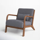 Ebello Hertford 26" Wide Mid Century Upholstered Solid Wood Accent Chair with an Extra Pillow - Grey-Available in multiple color options, allowing you to choose one that complements your existing decor