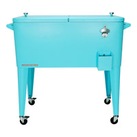 Permasteel 80 Quart Patio Cooler - Turq-80 QT Rolling Patio Cooler