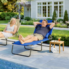 Outsunny Folding Outdoor Lounge Chair - Tanning Chair with Face Hole - Blue-5 position adjustable back - from 0 to 180 degrees to meet your requirements for great comfort