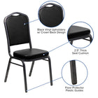 Flash Furniture HERCULES Series Crown Back Stacking Banquet Chairs in Black Vinyl with Silver Vein Frame - 4 Pack-Upholstered Back and Seat