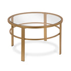 Hudson&Canal Gaia Round Nested Coffee Table - Brass-Larger table is 36" in diameter and 18.5" tall, smaller table is 26.75" in diameter and 16.5" tall